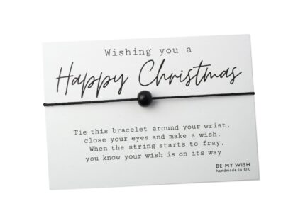 Happy Christmas Wooden Bead Wish Bracelet