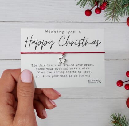 Happy Christmas Red Cord Wish Bracelet