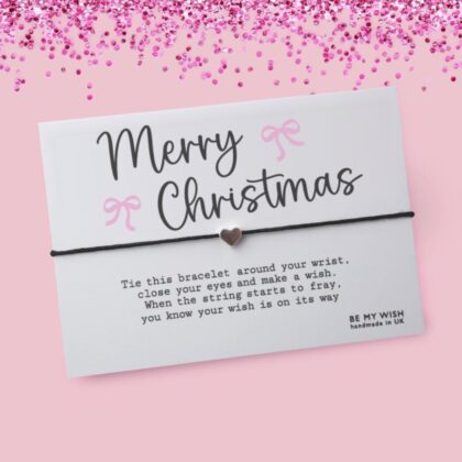 Merry Christmas Pink Bow Wish Bracelet
