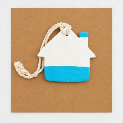 Clay House Christmas Tree Decoration Blue