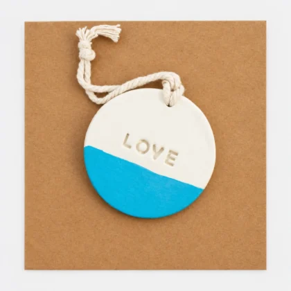 Clay Circle Love Christmas Tree Decoration Blue