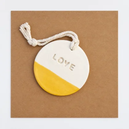 Clay Circle Love Christmas Tree Decoration Gold