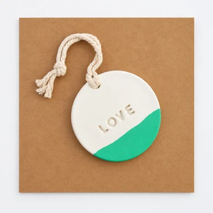 Clay Circle Love Christmas Tree Decoration Green