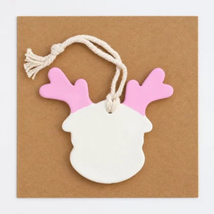 Clay Reindeer - Christmas Tree Decoration Pink