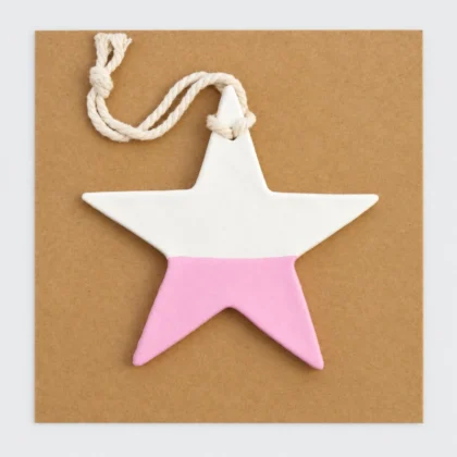 Clay Star Tree Decoration - White & Pink