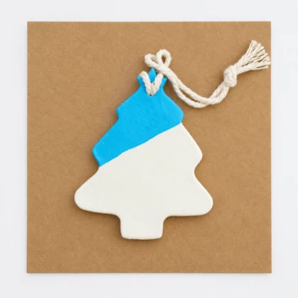 Clay Xmas Tree Decoration - White & Blue