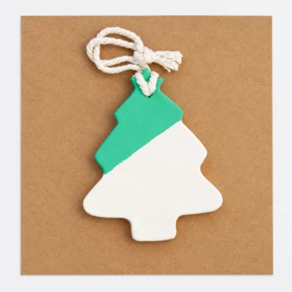 Clay Xmas Tree Decoration - White & Green