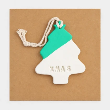 Clay Xmas Tree Decoration - White & Green